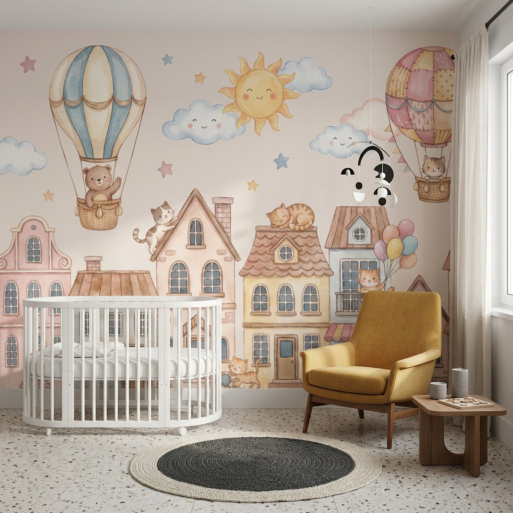 Hot Air Balloon Wallpaper Nursery Sky Kids Wall Mural