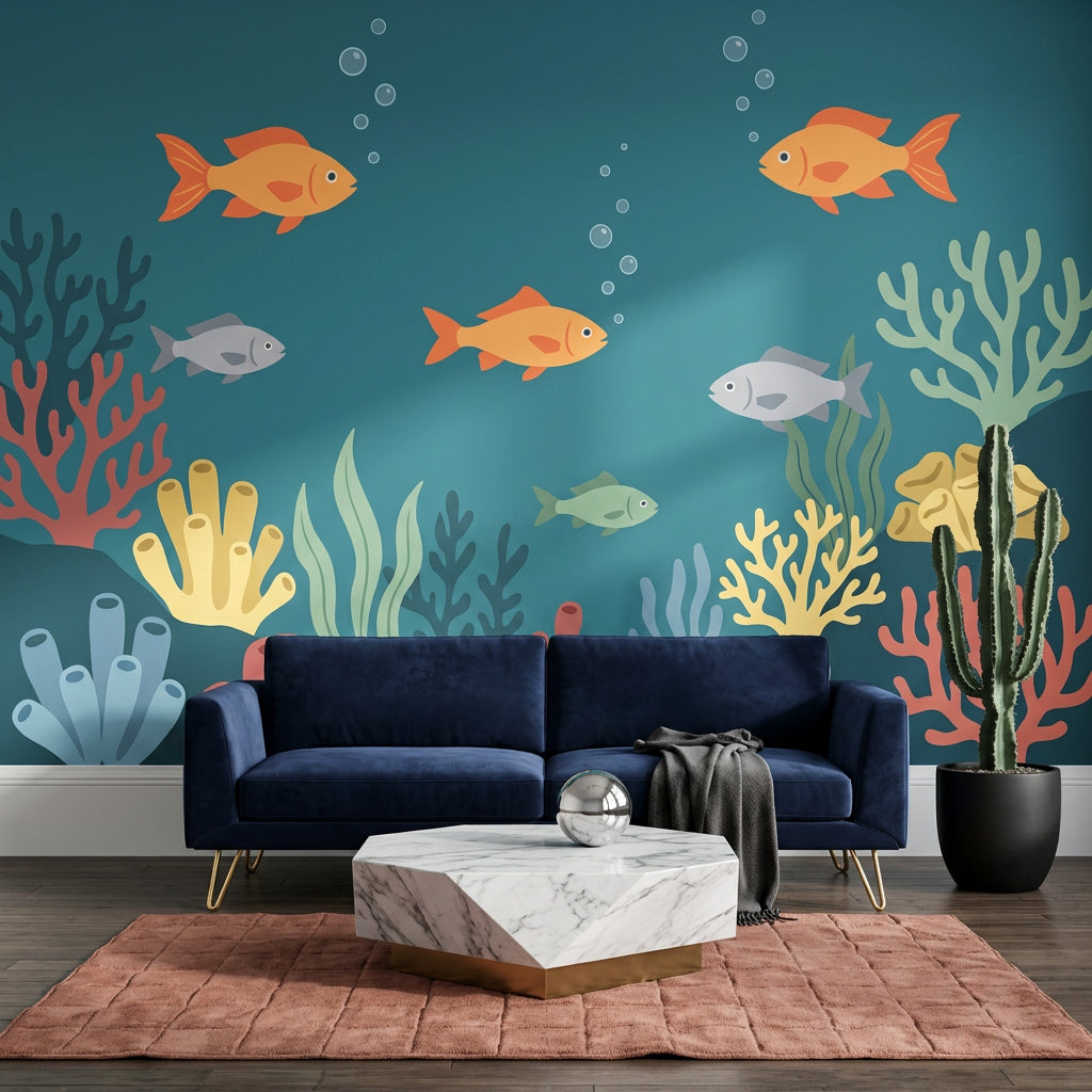 Underwater Wallpaper Ocean Fish Removable Wall Decor