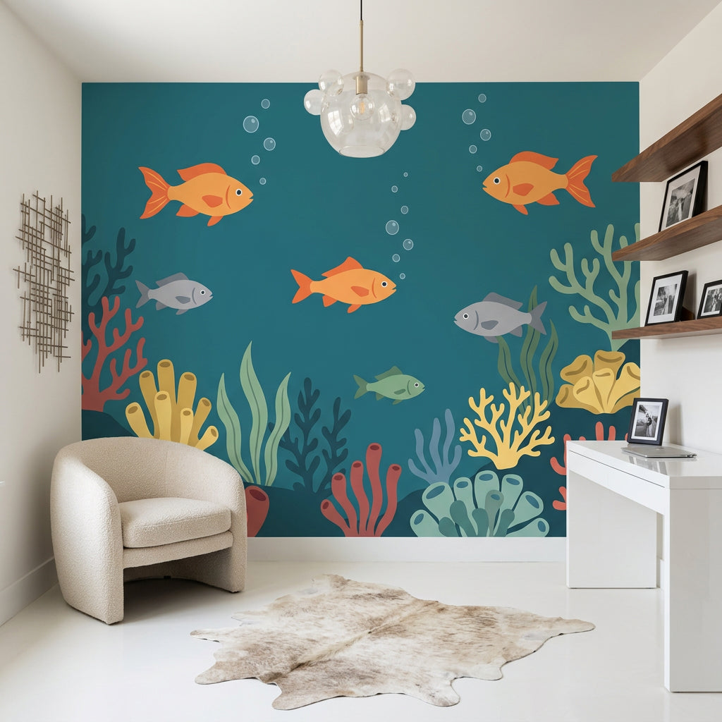 Underwater Wallpaper Ocean Fish Removable Wall Decor