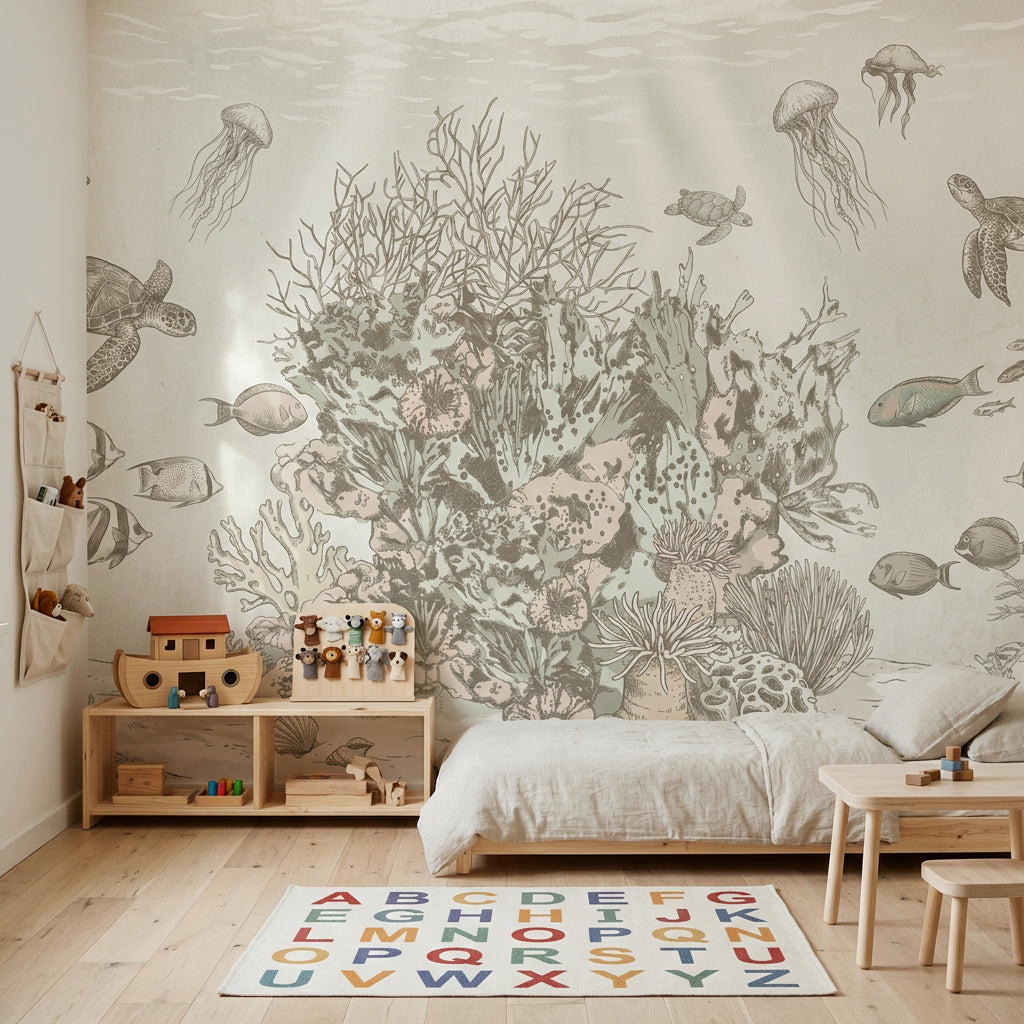 Coral Reef Wallpaper Sea Turtles Underwater Removable Wall Decor