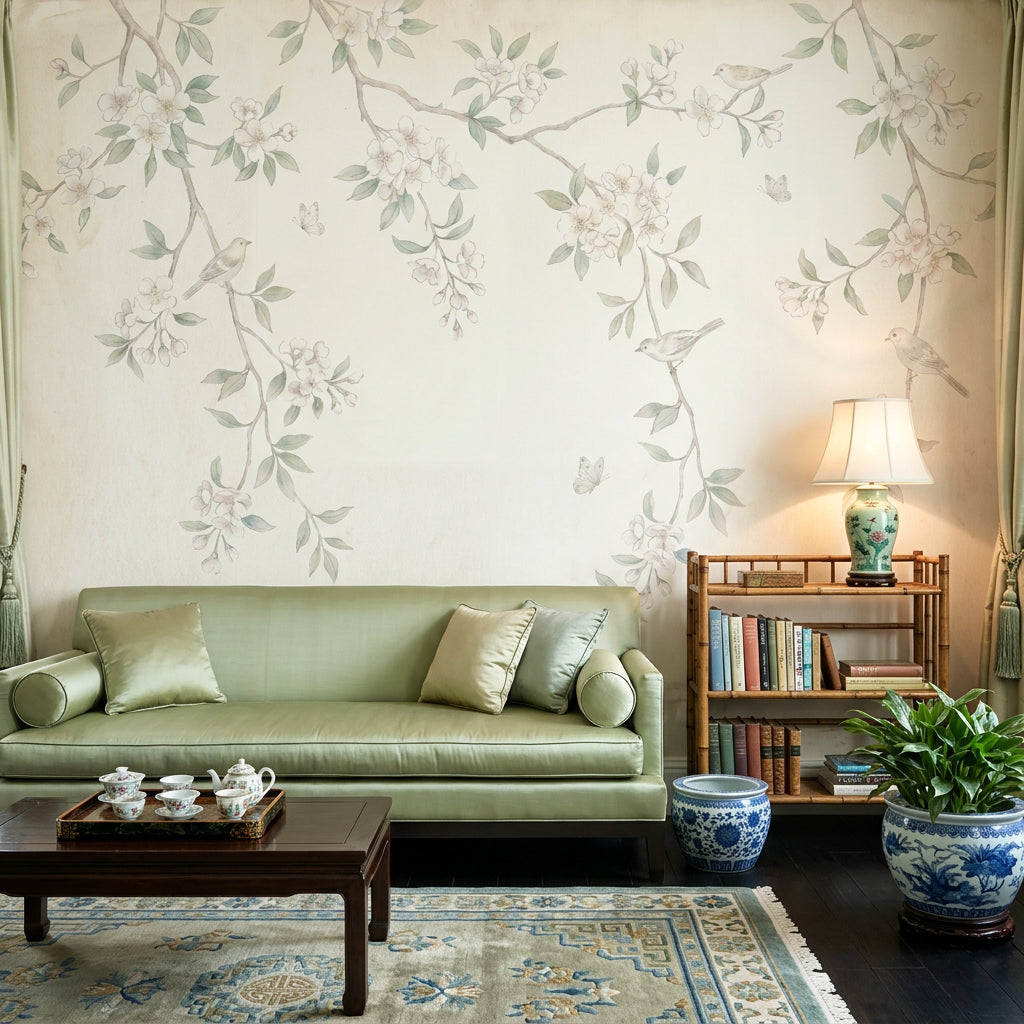 Paper Texture Wallpaper Watercolor Botanical Wall Mural