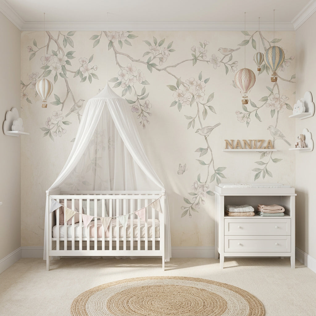Paper Texture Wallpaper Watercolor Botanical Wall Mural