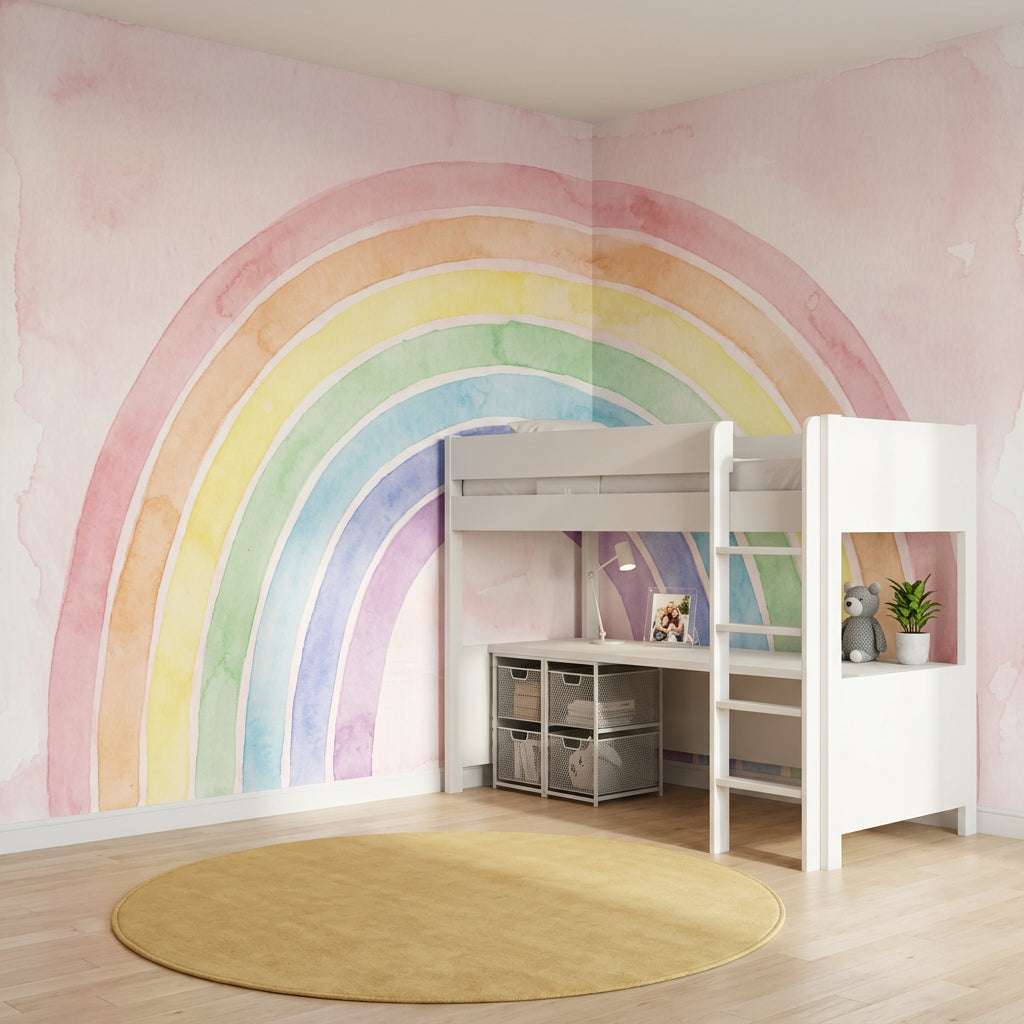 Paper Texture Wallpaper Watercolor Pastel Rainbow Wall Mural