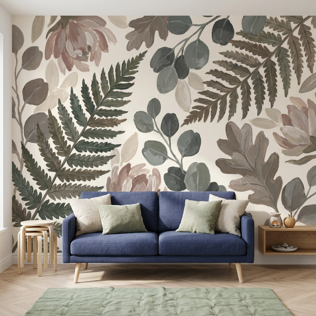 Botanical Wallpaper Floral Hand Painted Removable Wall Decor