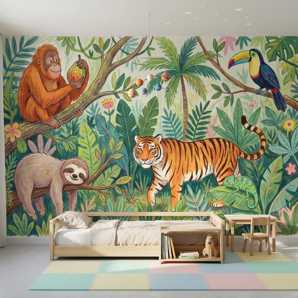 Jungle Vibe Wallpaper Shades Of Green Tropical Wall Mural