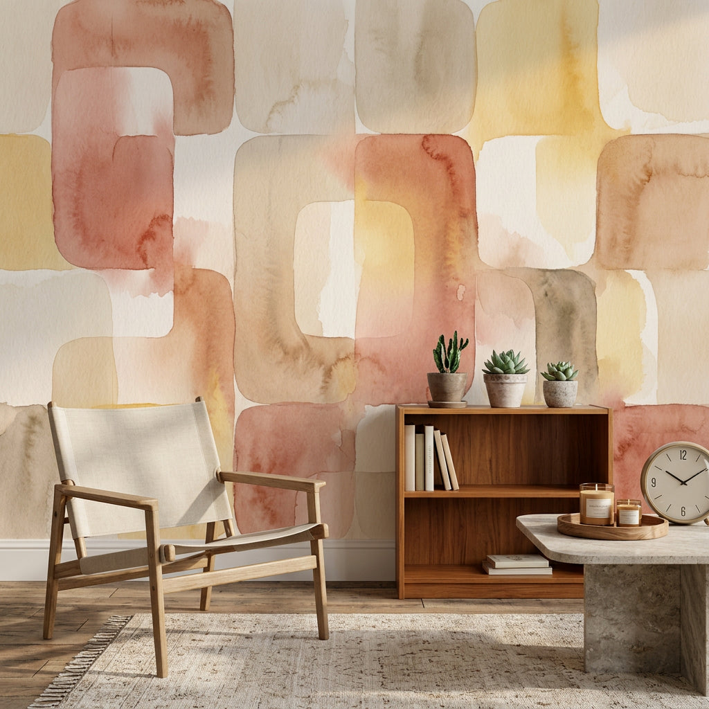 Watercolor Texture Wallpaper Mid Century Modern Removable Wall Decor