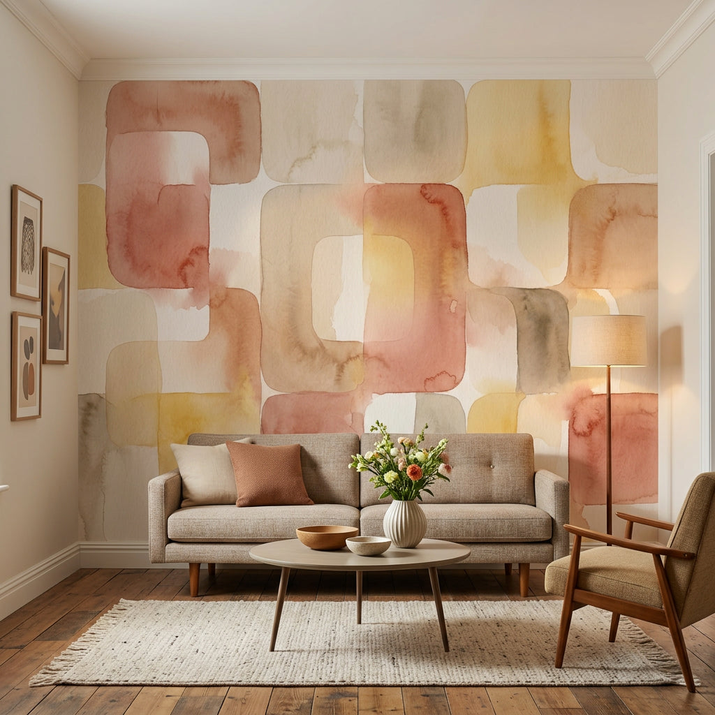 Watercolor Texture Wallpaper Mid Century Modern Removable Wall Decor