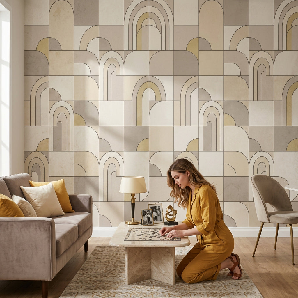 Geometric Wallpaper Arches Art Deco Removable Wall Decor