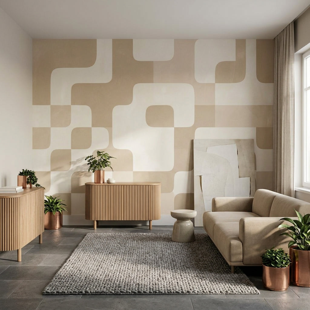 Mid Century Modern Wallpaper Retro Minimalist Wall Mural