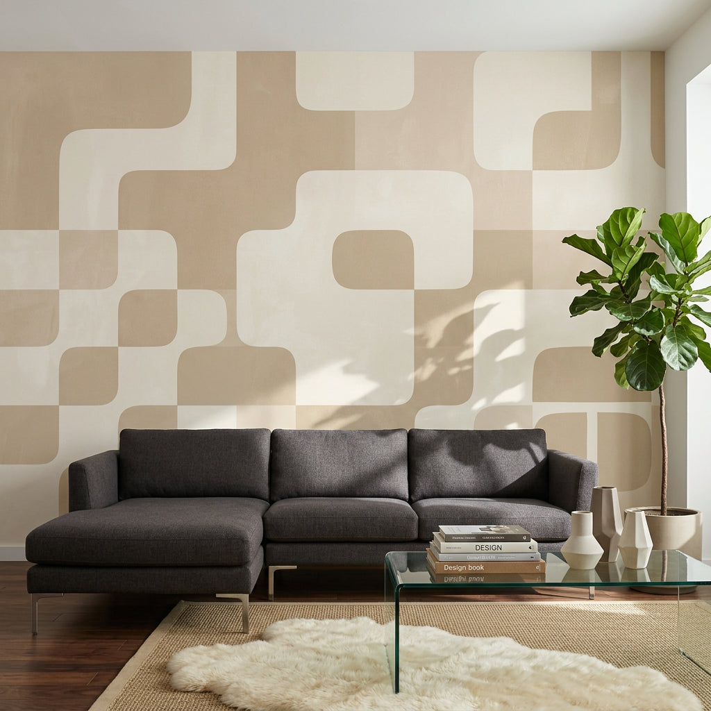 Mid Century Modern Wallpaper Retro Minimalist Wall Mural