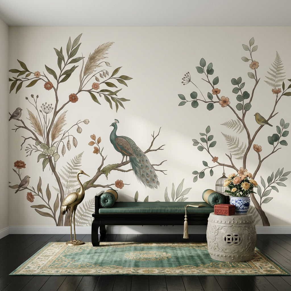 Muted Green Wallpaper Sage Green Teal Wall Mural