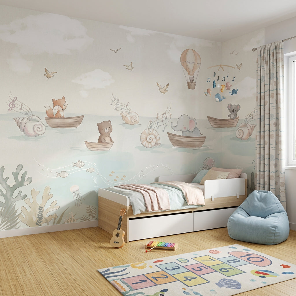 Cloudy Sky Wallpaper Hot Air Balloon Cloudy Sky Wall Mural