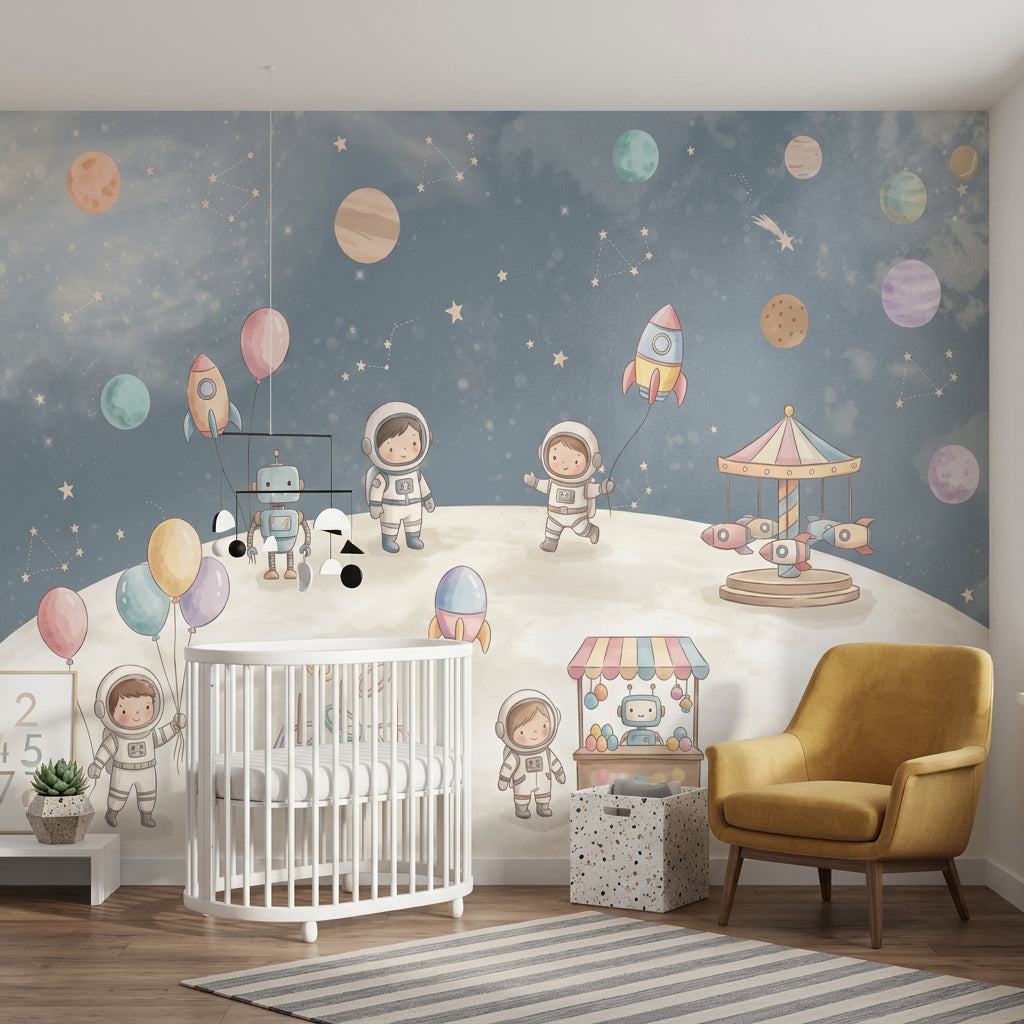 Astronaut Kids Wallpaper Planets Removable Stars And Constellations Wall Decor