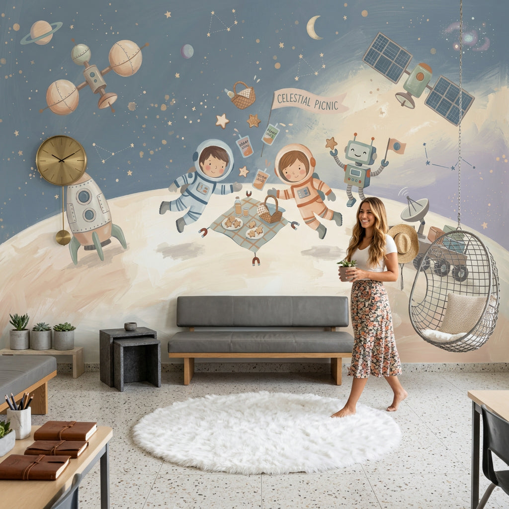 With Stars Wallpaper Starry Sky Removable Galaxy Wall Decor