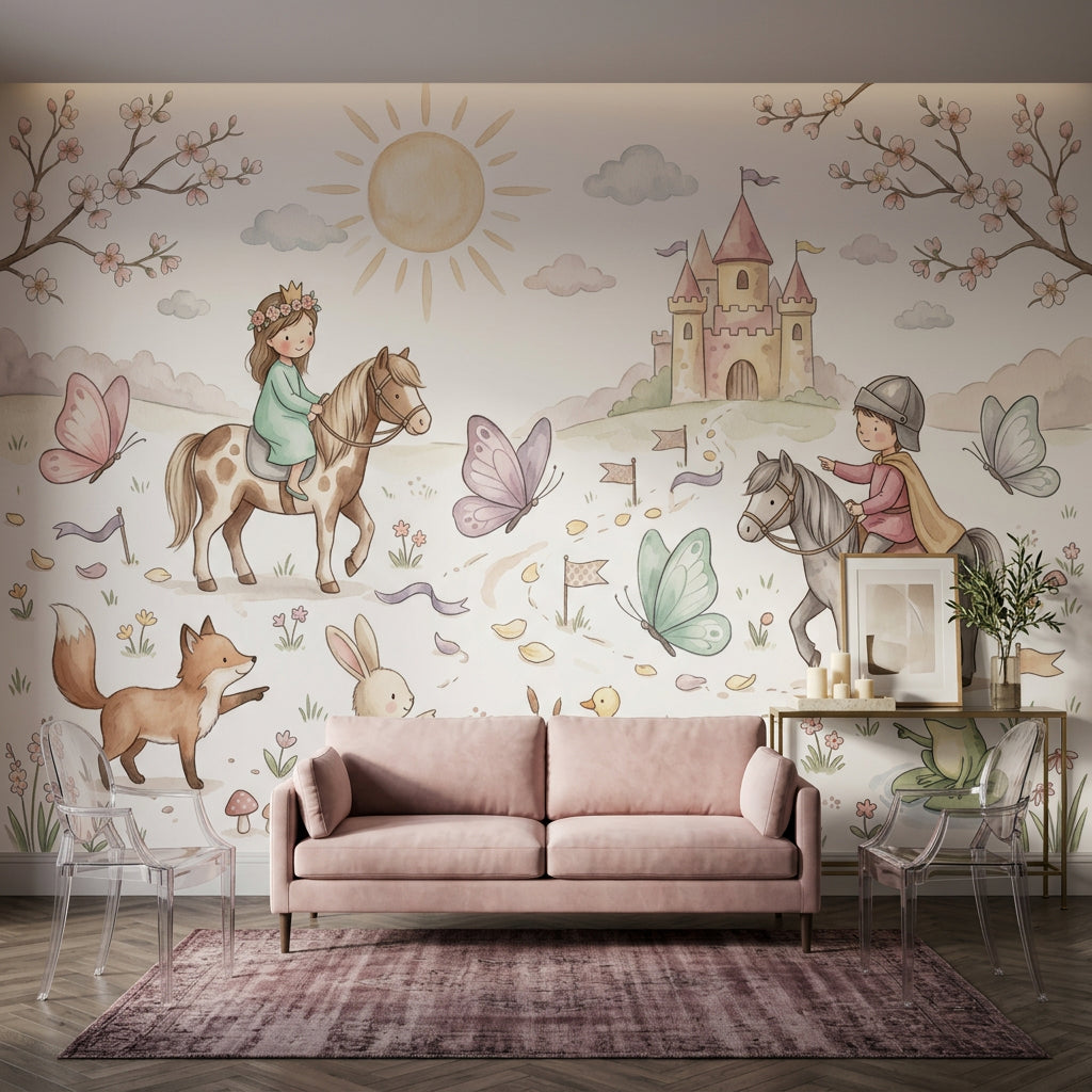 White Background Wallpaper Pastel Butterflies Removable Wall Decor