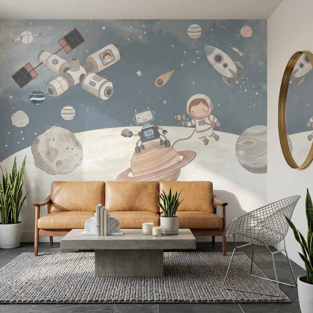 Astronaut Floating Wallpaper Space Explorer Galaxy Wall Mural