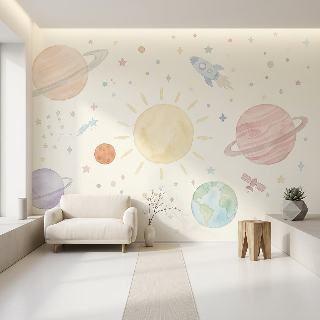 Space Wallpaper Celestial Removable Planets Wall Decor