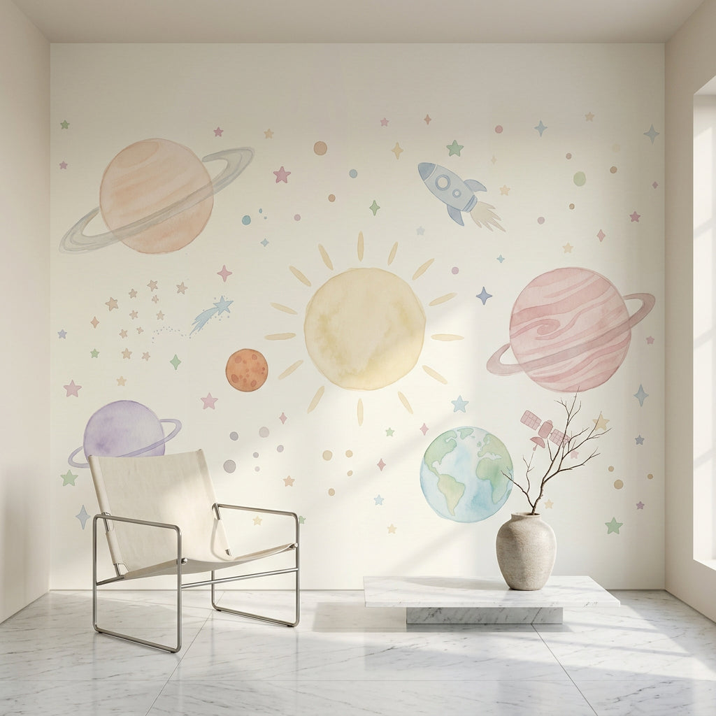 Space Wallpaper Celestial Removable Planets Wall Decor