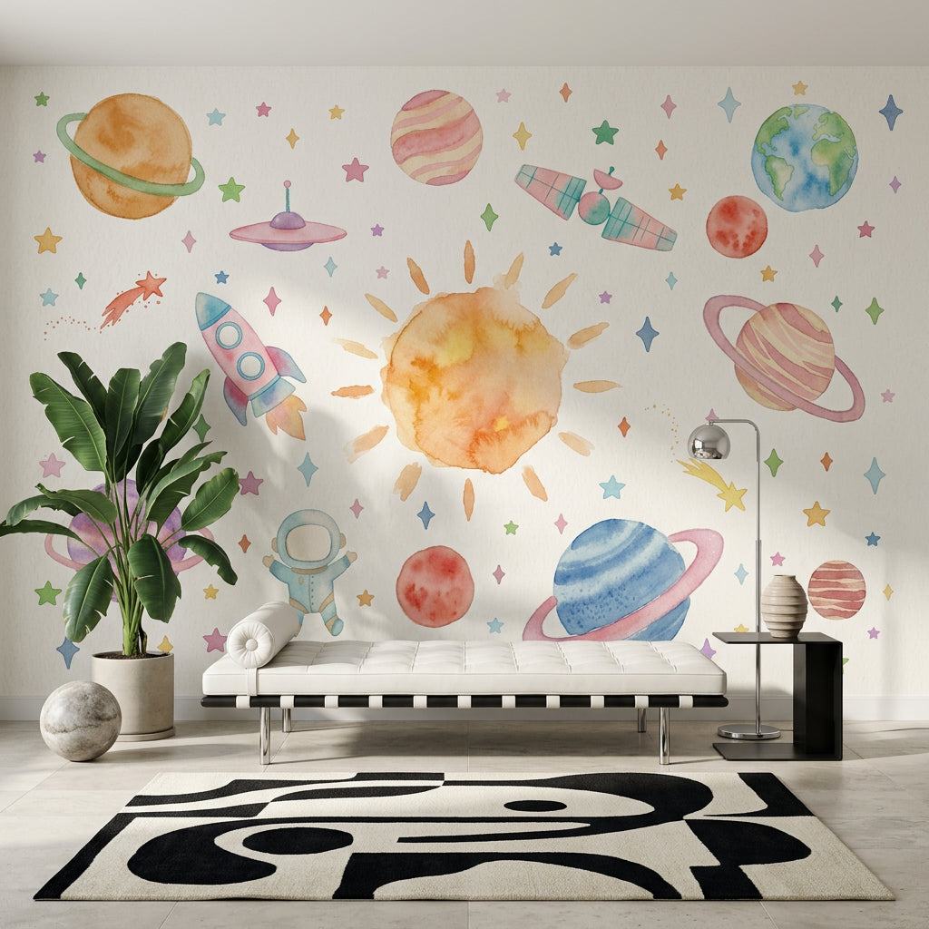 White Background Wallpaper Space Watercolor Wall Mural