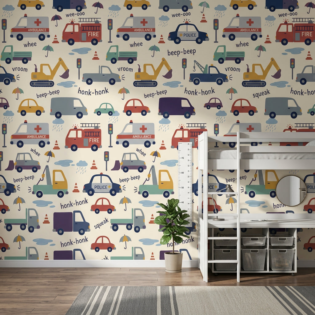 Kids Wallpaper Vehicles Traffic Removable Wall Decor