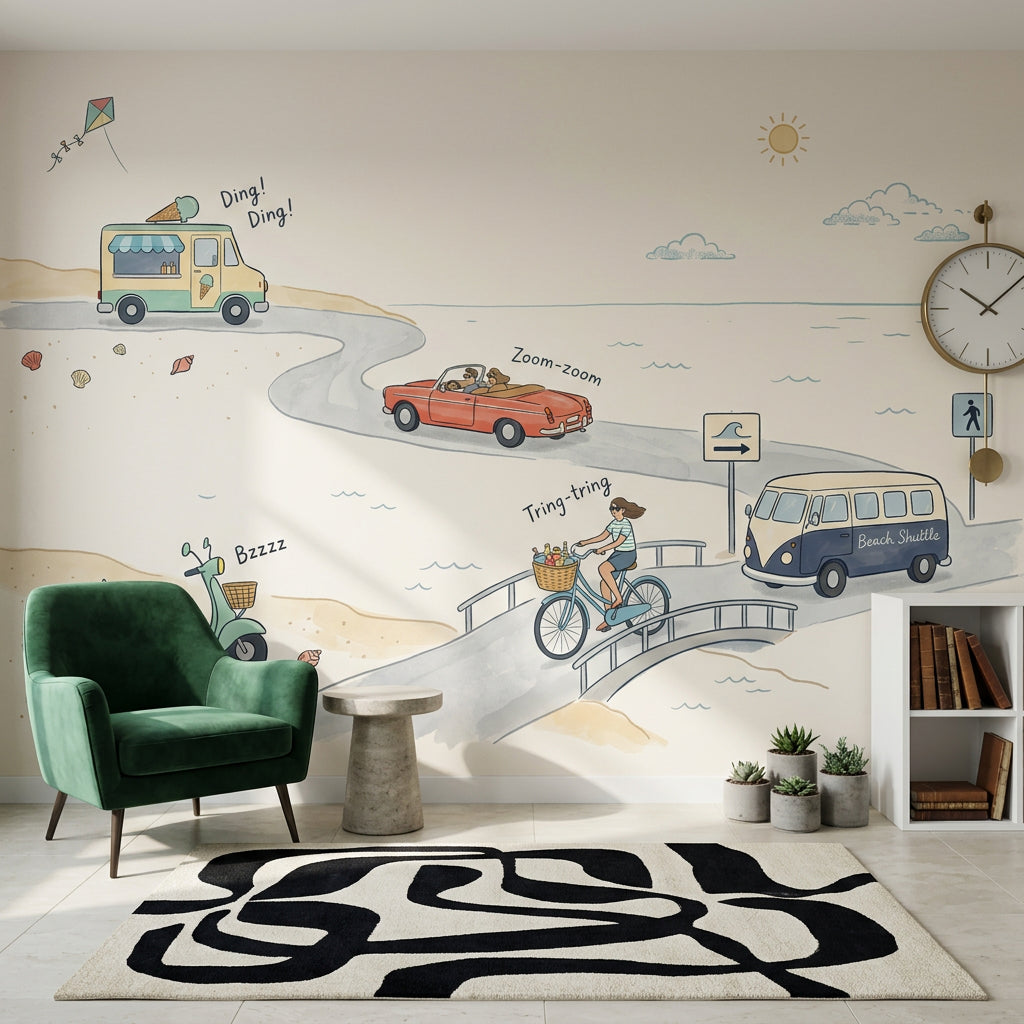 Coastal Wallpaper Beach Seaside Road Removable Wall Decor
