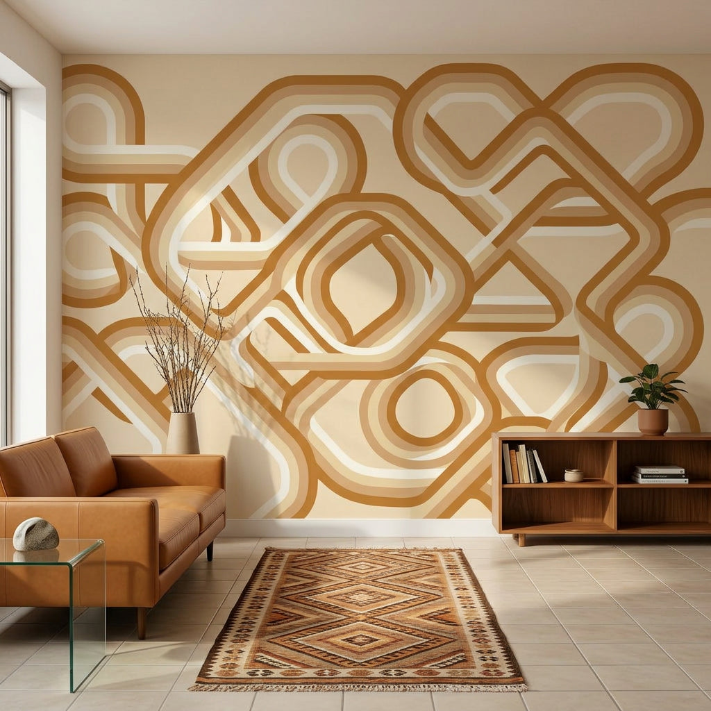 Mid Century Modern Wallpaper Retro Abstract Removable Wall Decor