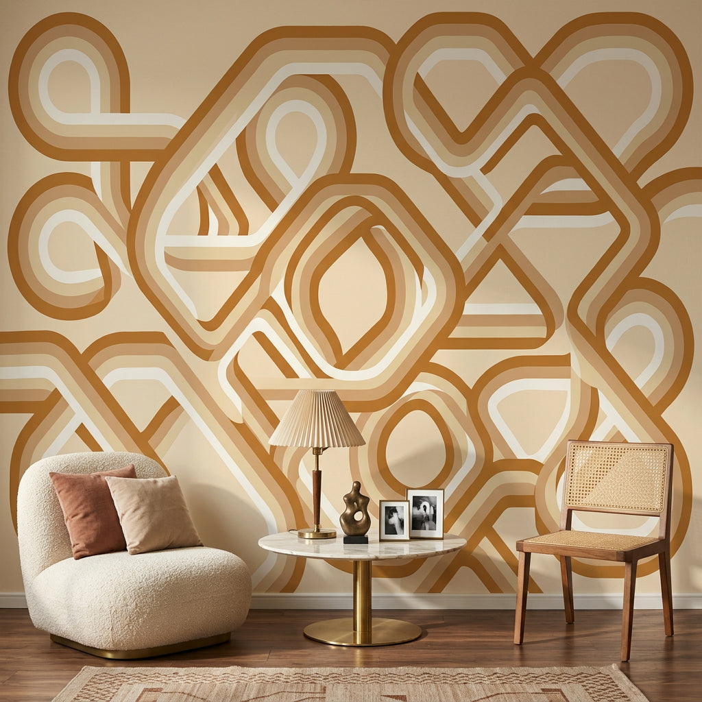 Mid Century Modern Wallpaper Retro Abstract Removable Wall Decor