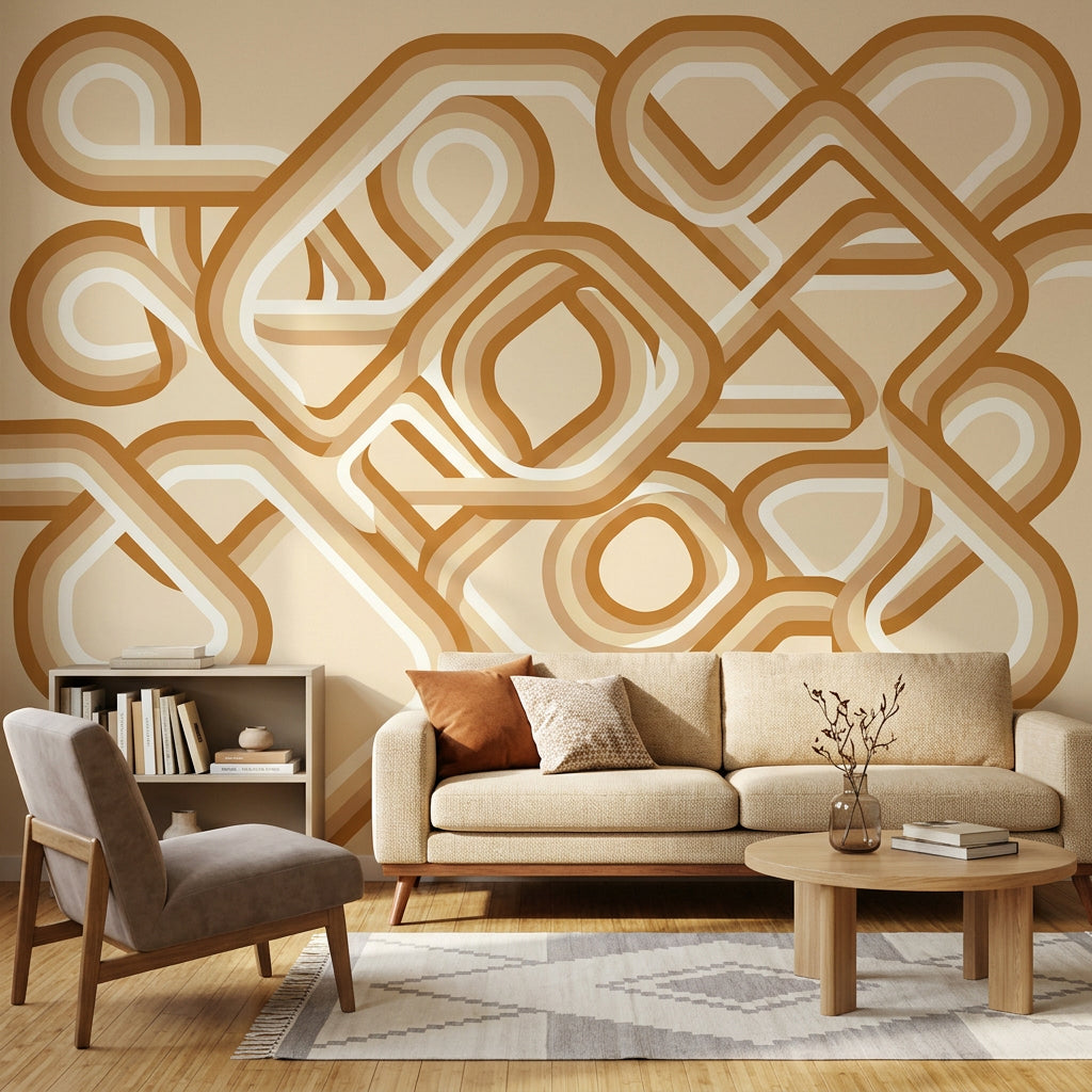 Mid Century Modern Wallpaper Retro Abstract Removable Wall Decor