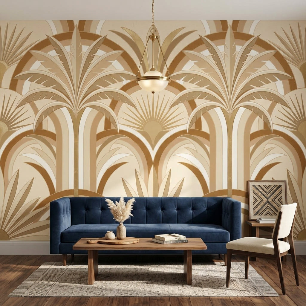 Art Deco Wallpaper Geometric Arches Sunburst Fan Wall Mural