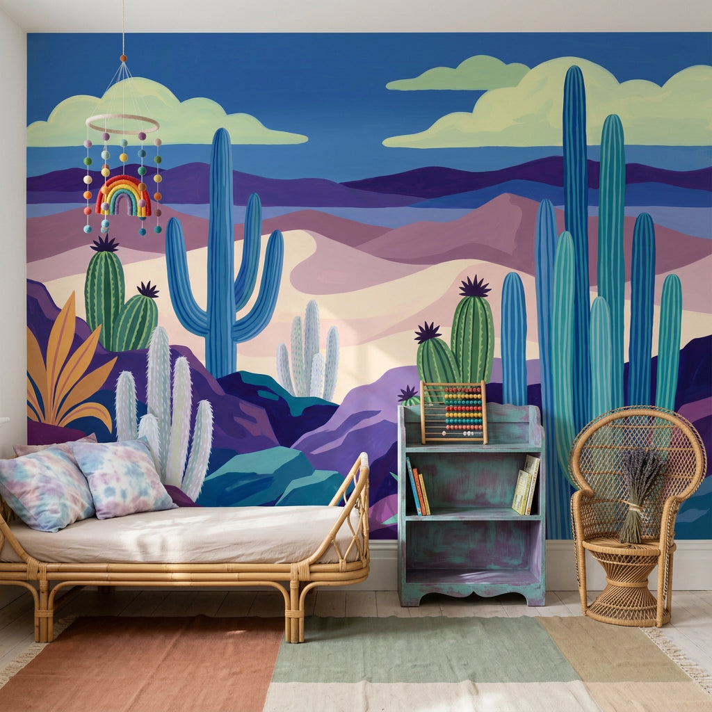 Desert Landscape Wallpaper Cacti Southwestern Removable Wall Decor