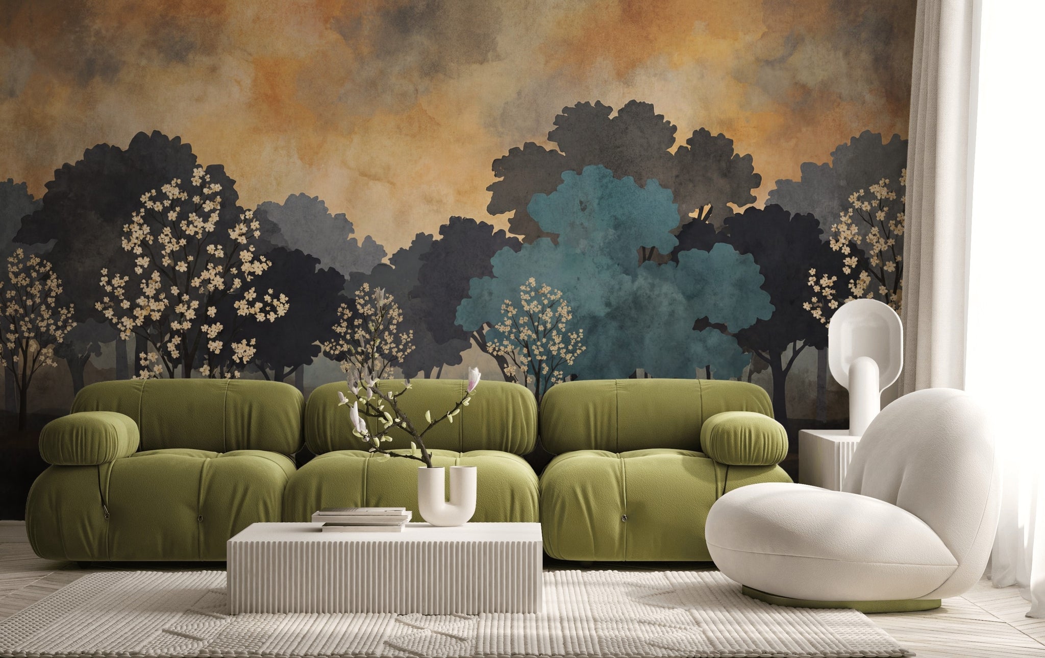 Watercolor Texture Wallpaper Paper Texture Forest Wall Mural