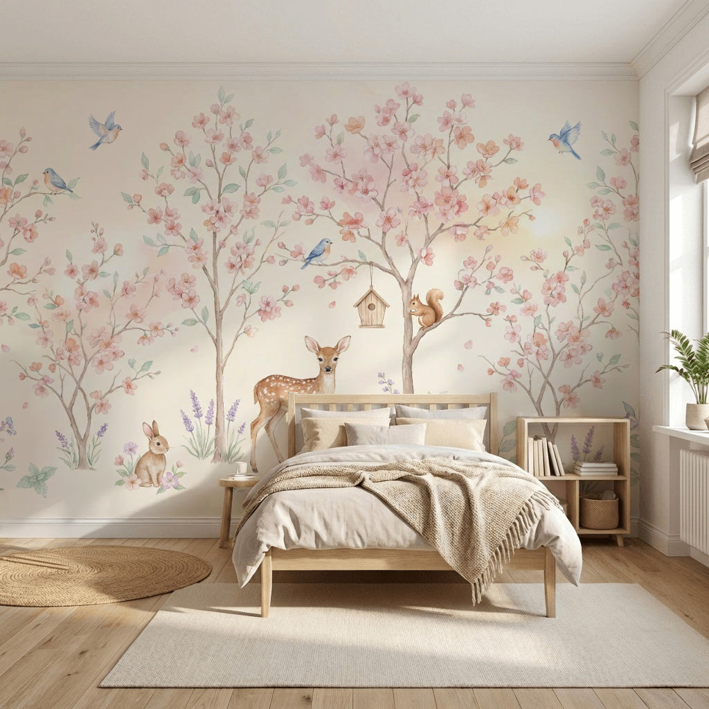 Nursery Mural Wallpaper Pastel Removable Watercolor Wall Decor