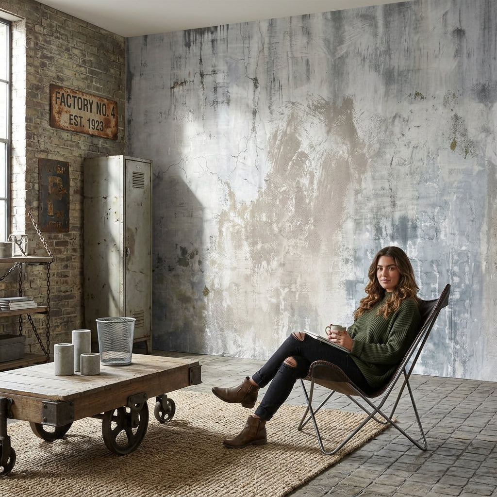 Concrete Wall Wallpaper Cement Texture Removable Industrial Wall Decor