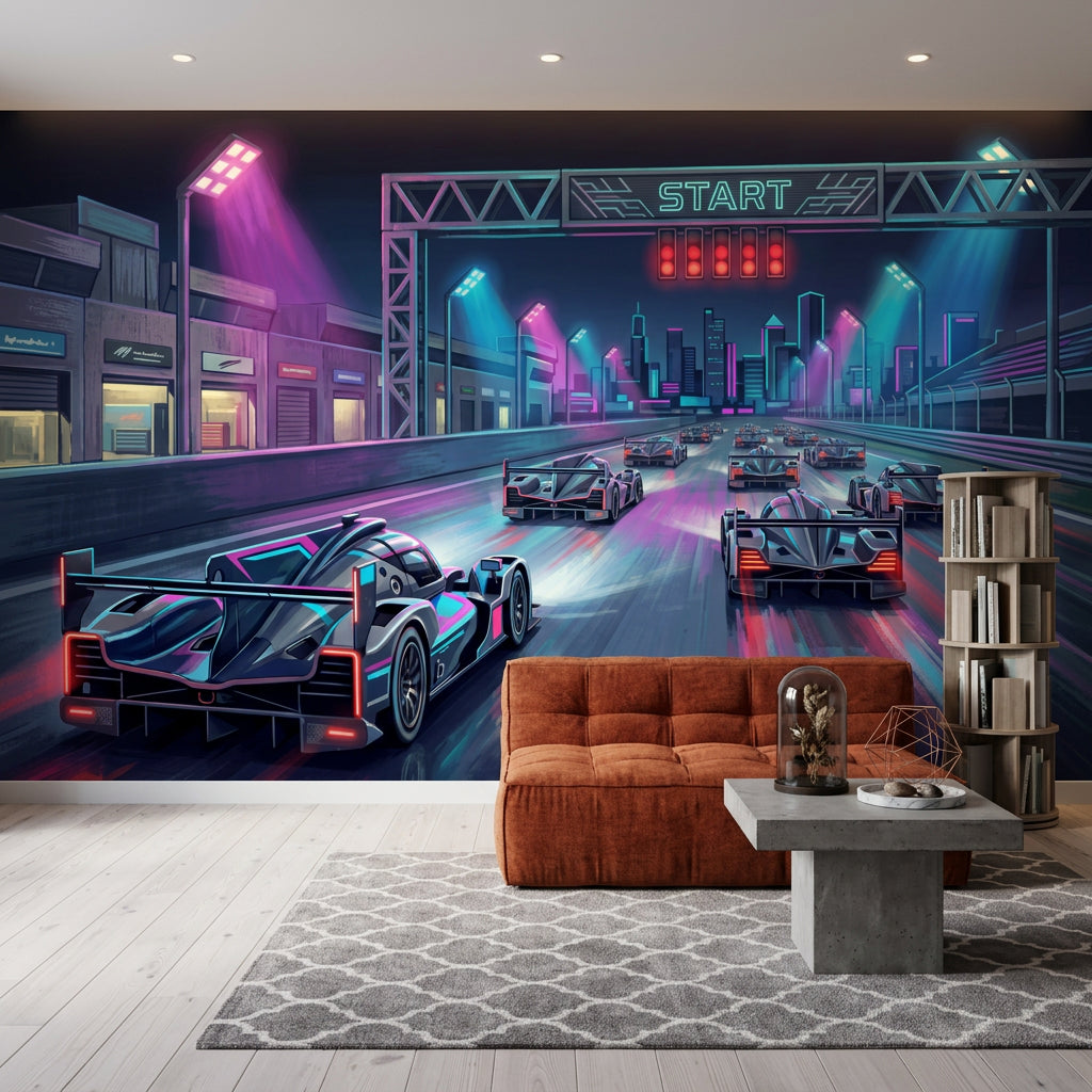 Futuristic Wallpaper Race Track Cyberpunk Removable Wall Decor