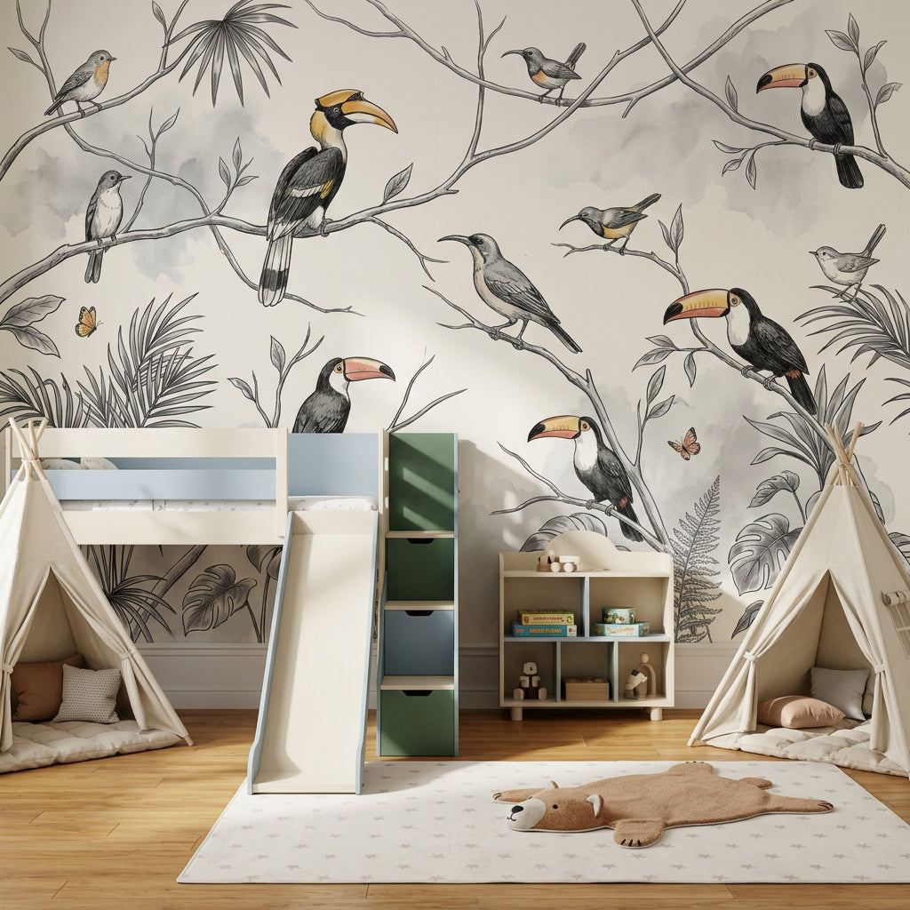 Tropical Birds Wallpaper Exotic Birds Jungle Birds Wall Mural