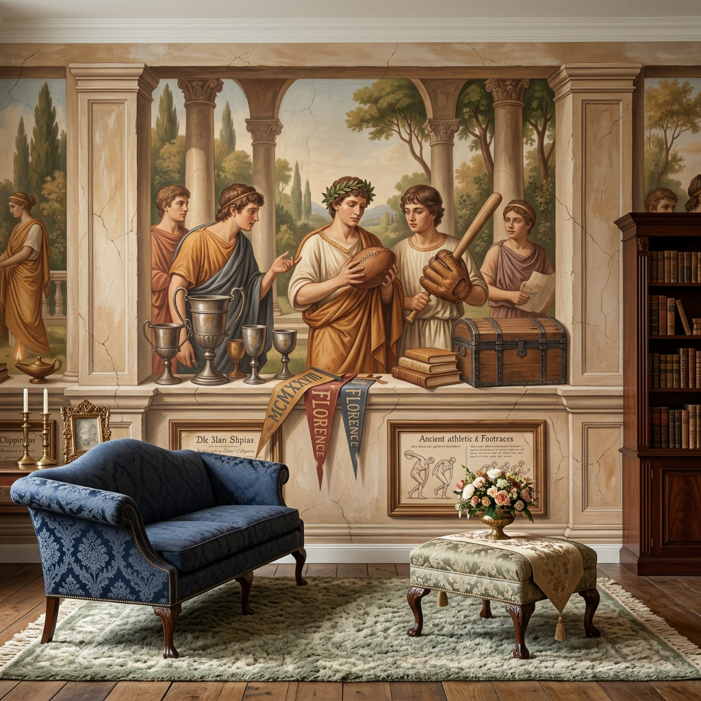 Classical Mural Wallpaper Roman Togas Columns And Arches Removable Wall Decor