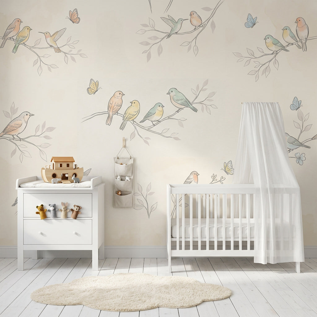 Birds Wallpaper Butterflies Removable Branches Wall Decor