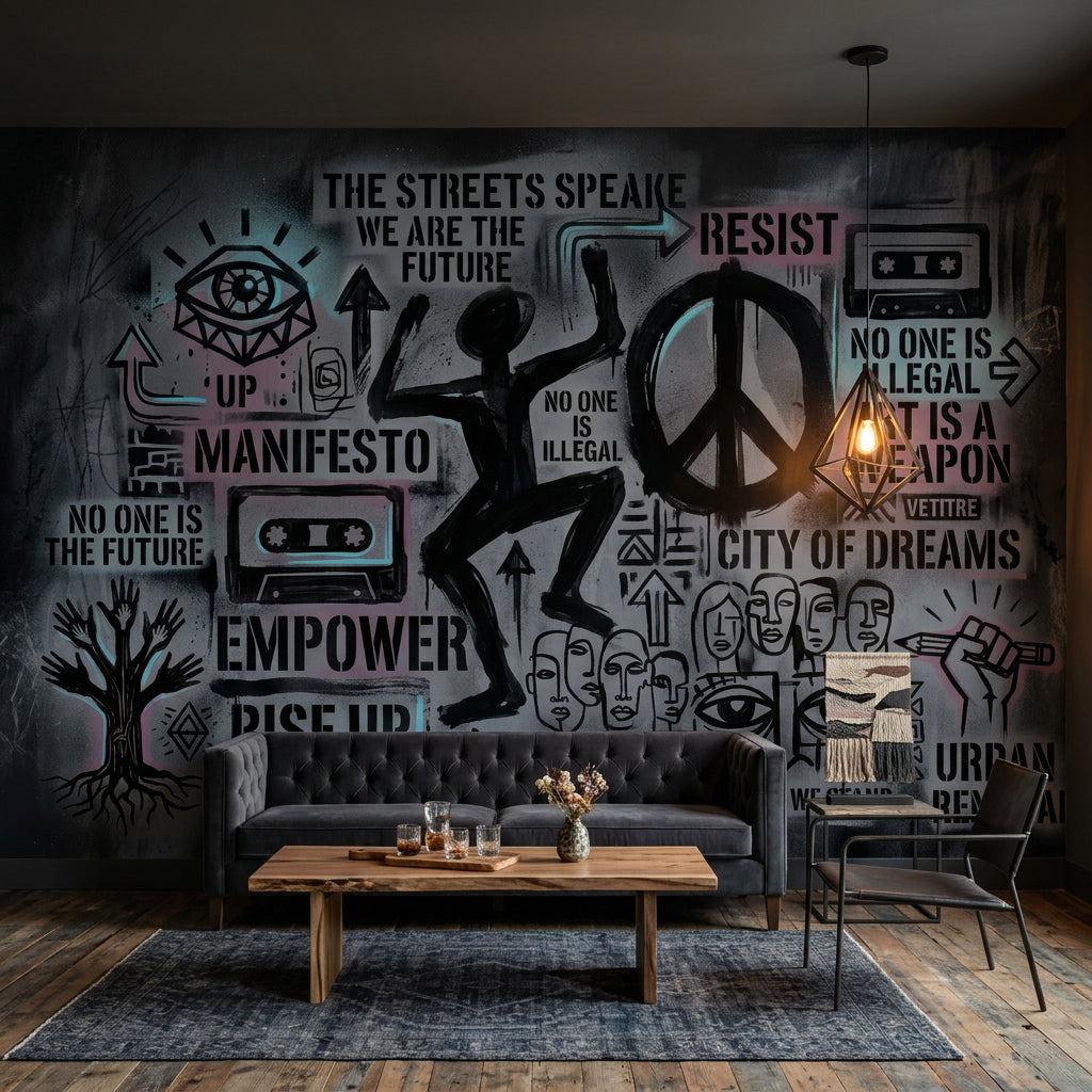Concrete Wall Wallpaper Urban Street Art Removable Wall Decor