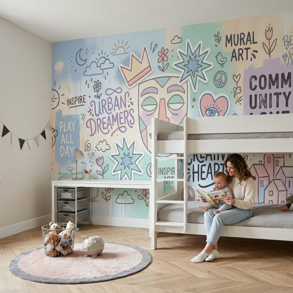 Street Art Wallpaper Pastel Typography Wall Mural