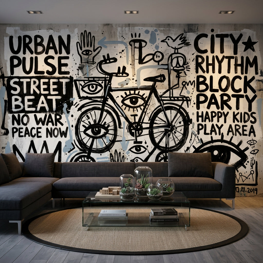 Bright Background Wallpaper Graffiti Street Art Removable Wall Decor