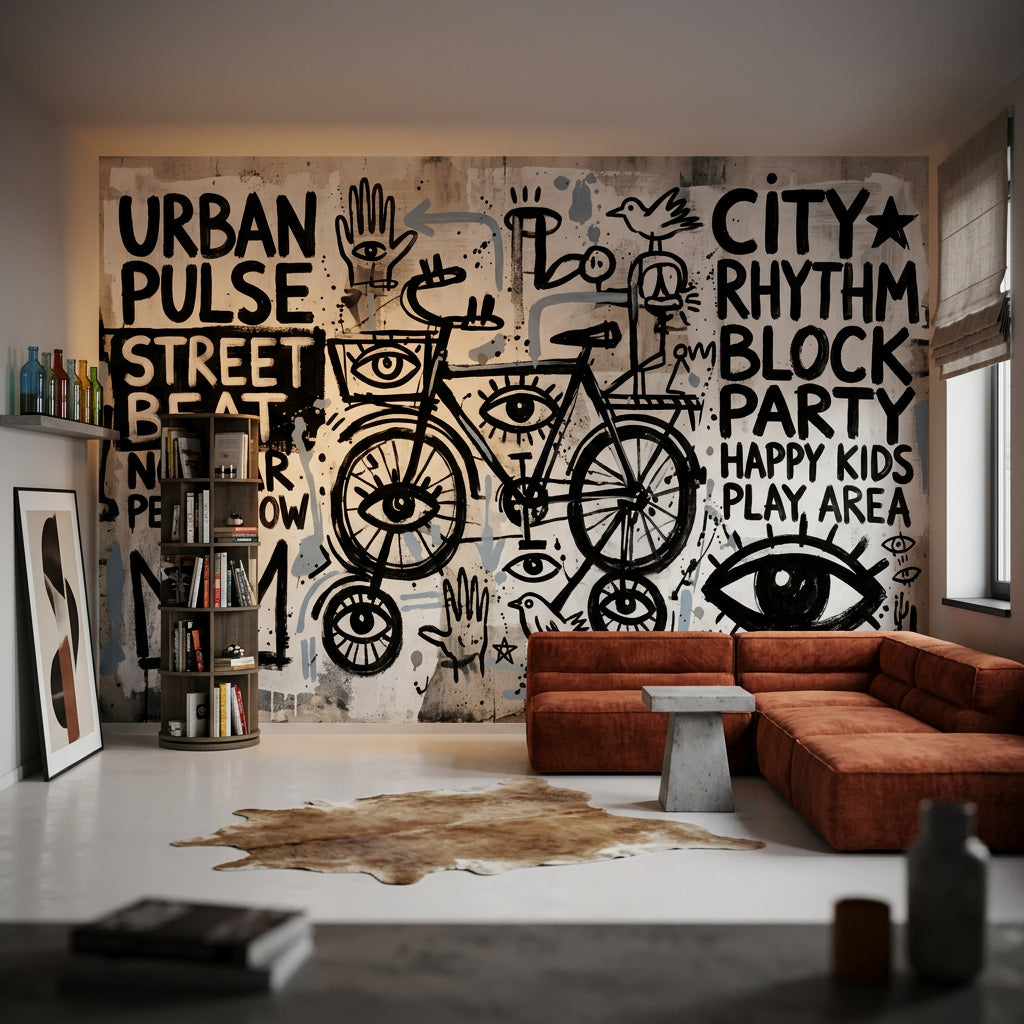 Bright Background Wallpaper Graffiti Street Art Removable Wall Decor