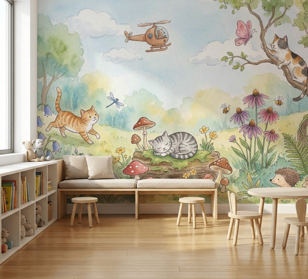 Woodland Wallpaper Watercolor Storybook Wall Mural
