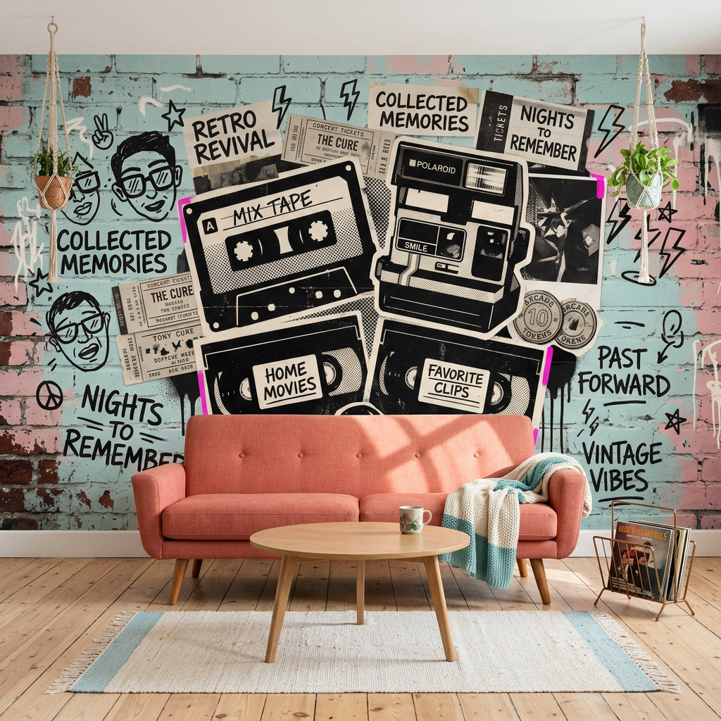 Graffiti Brick Wall Wallpaper Brick Wall Retro Revival Wall Mural