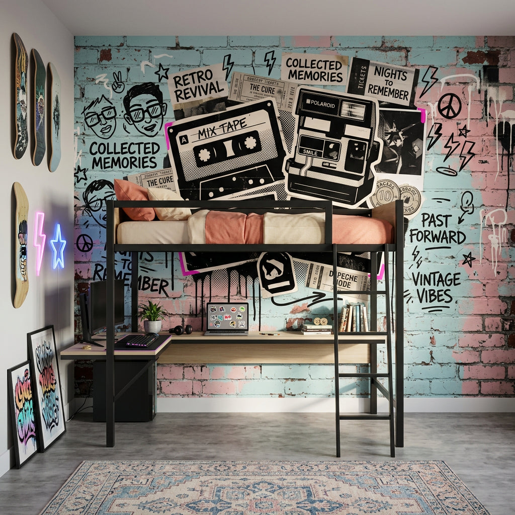 Graffiti Brick Wall Wallpaper Brick Wall Retro Revival Wall Mural