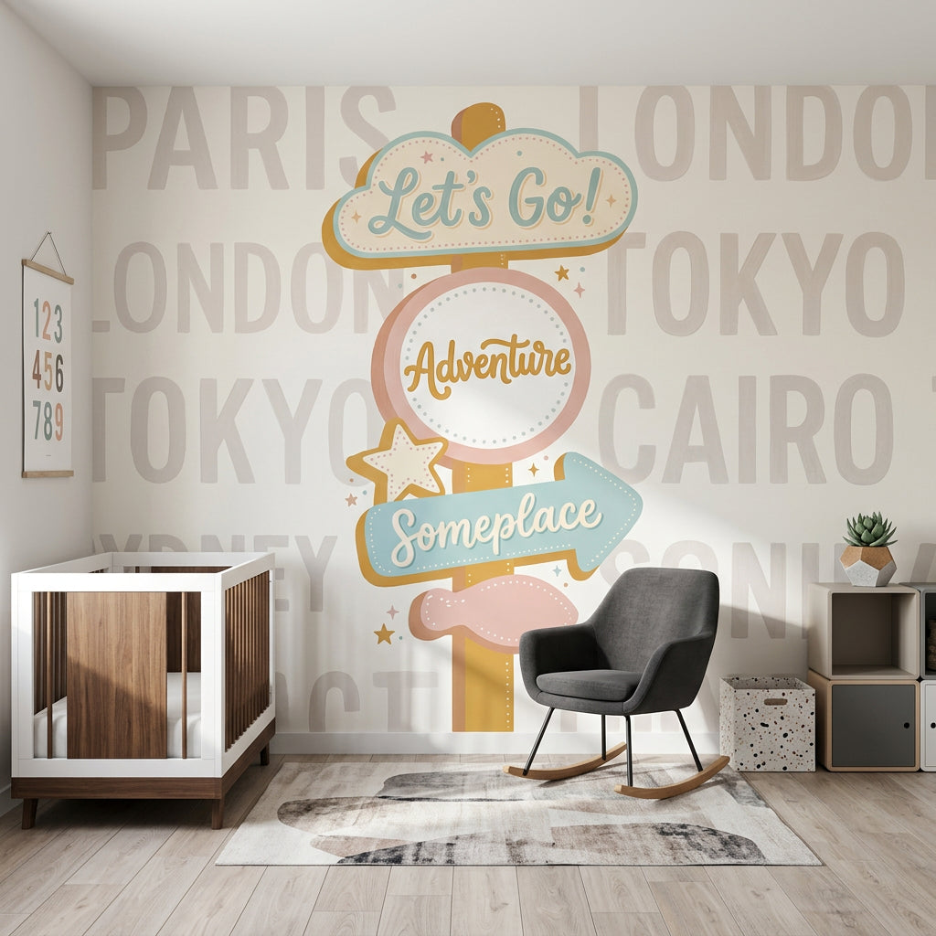 Signpost Wallpaper Travel Adventure Removable Wall Decor