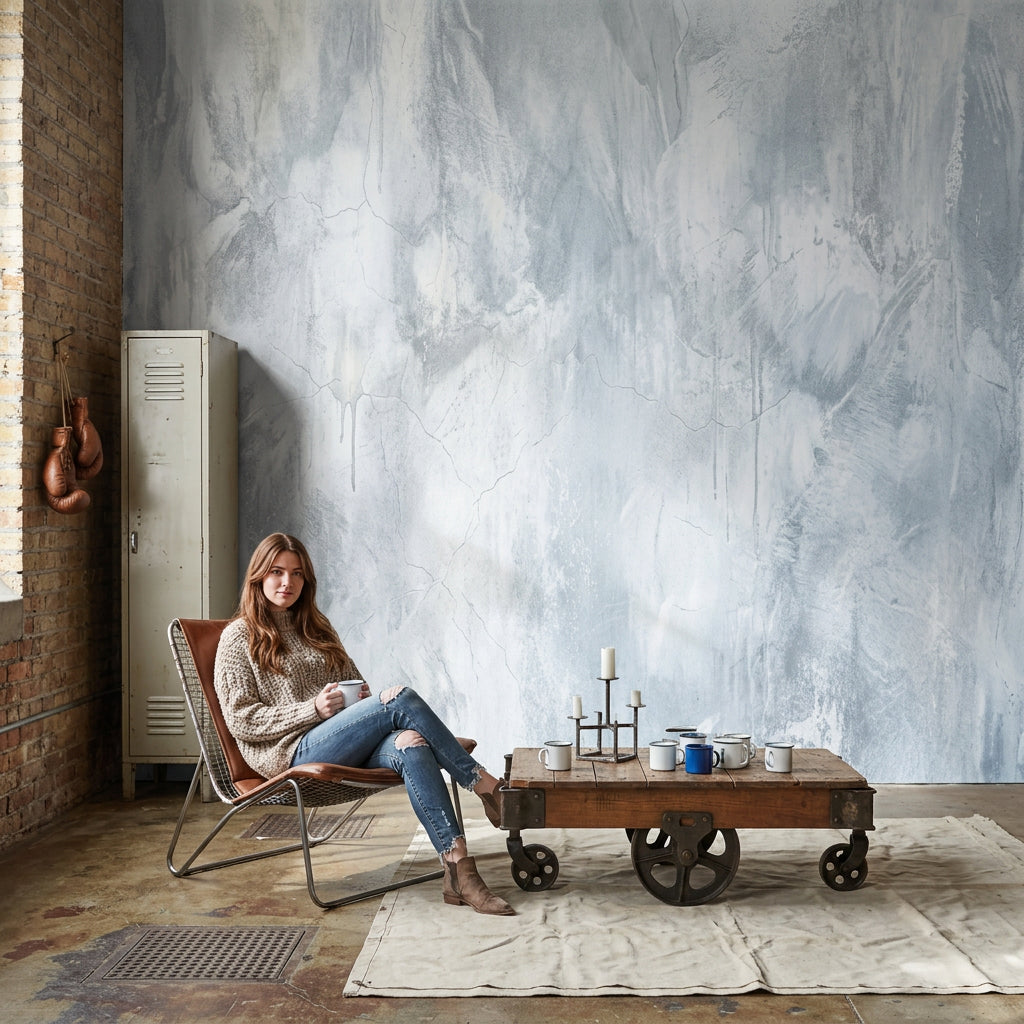 Concrete Texture Wallpaper Cement Finish Plaster Effect Wall Mural