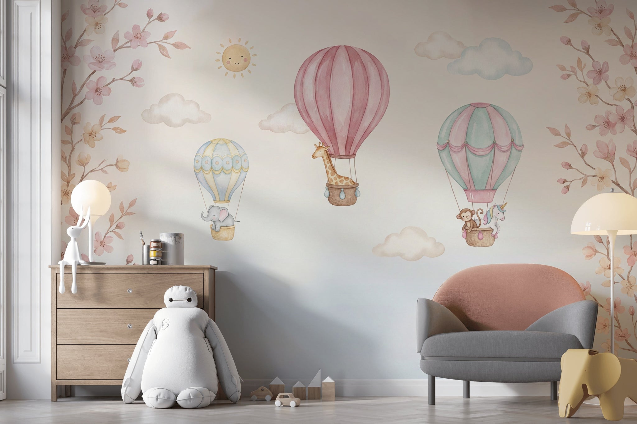 Hot Air Balloons Wallpaper Pastel Nursery Wall Mural