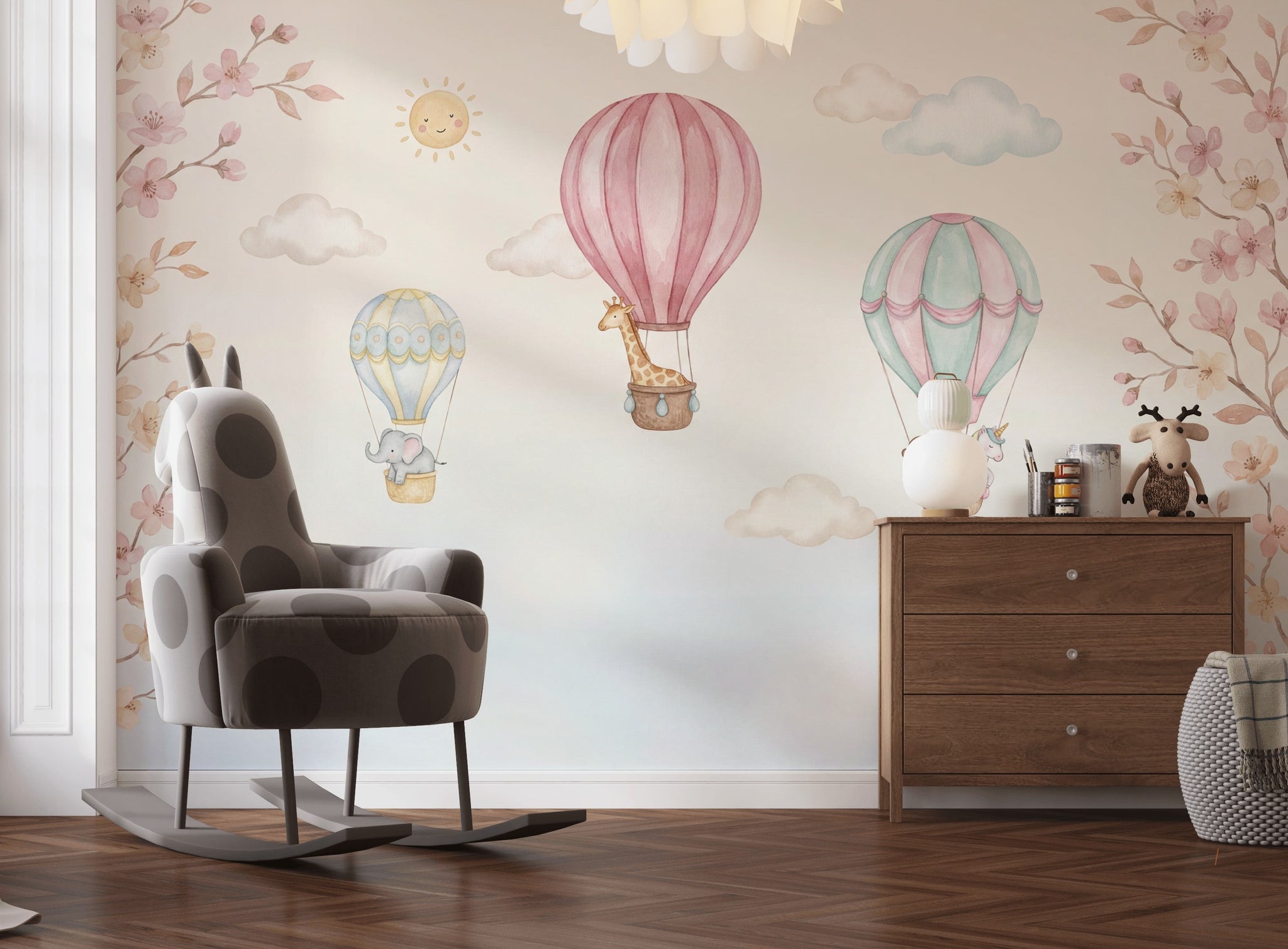 Hot Air Balloons Wallpaper Pastel Nursery Wall Mural