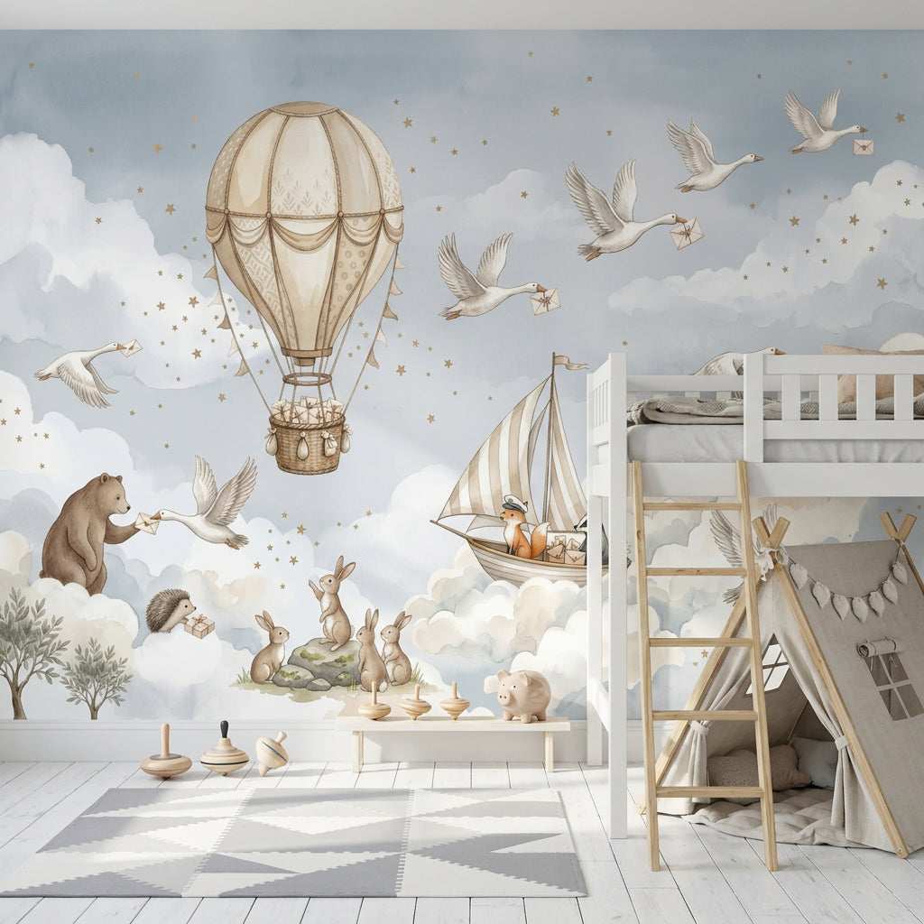 Hot Air Balloon Wallpaper Sky Nursery Wall Mural