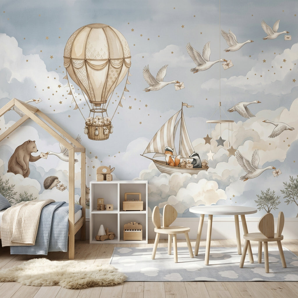 Hot Air Balloon Wallpaper Sky Nursery Wall Mural